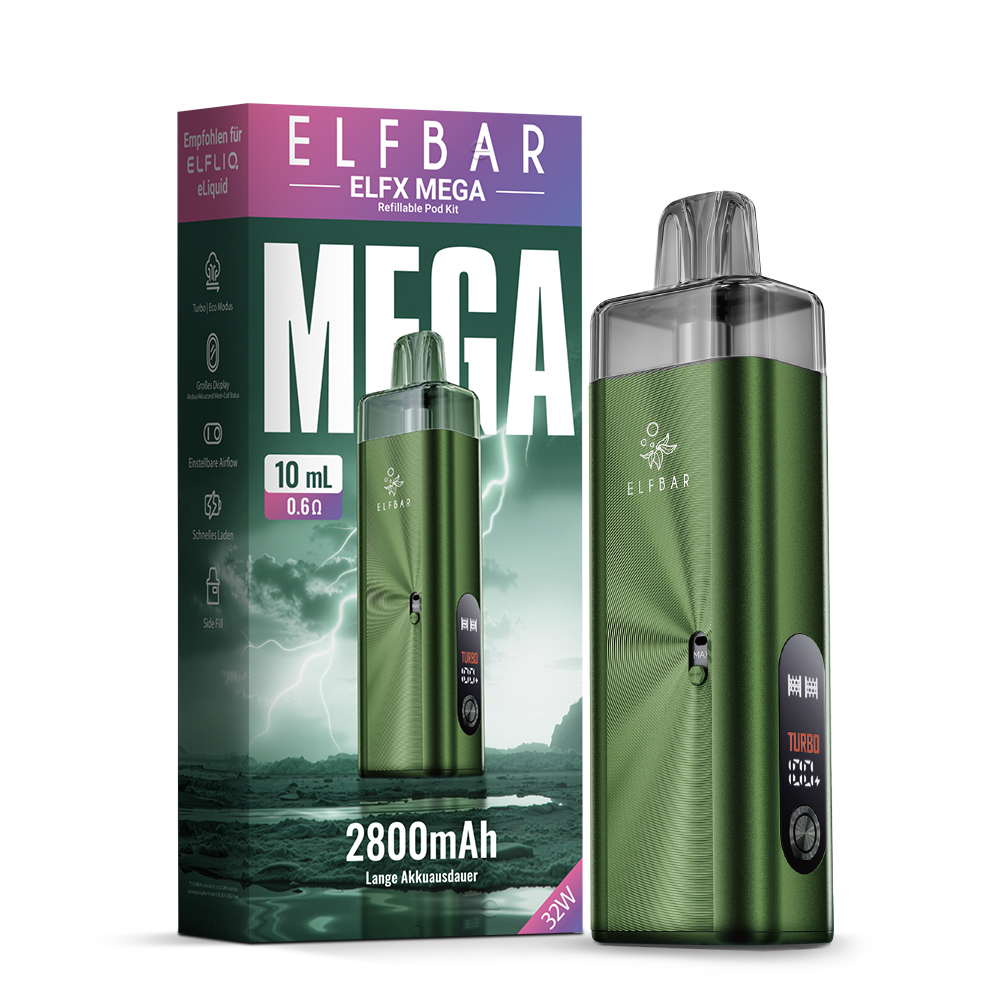 ELFBAR ELFX MEGA Kit – Green – Refill Pod Kit für ELFLIQ
