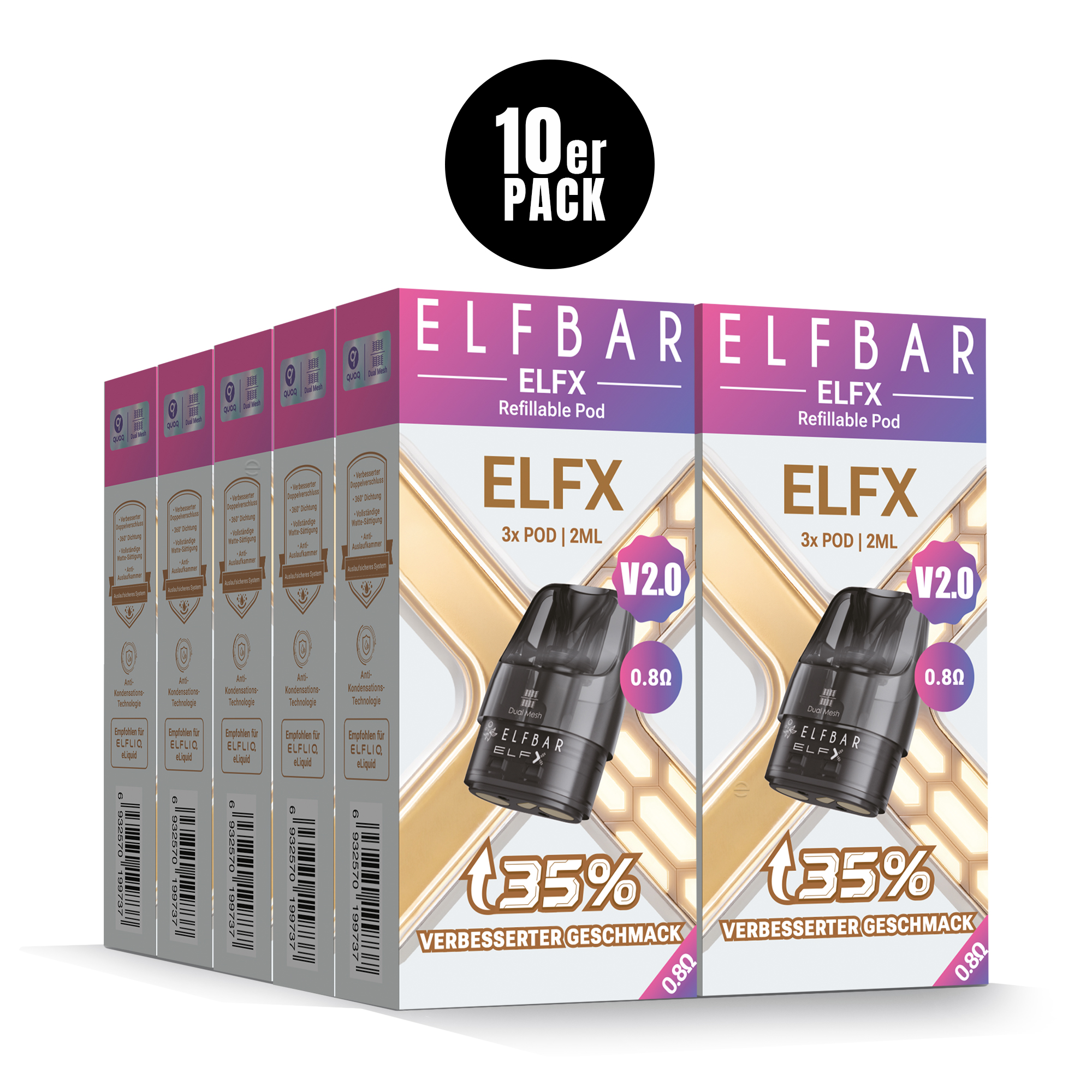ELFBAR ELFX V2.0 Refillable Pod – 0,8 Ohm – Refill Pod Kit für ELFLIQ