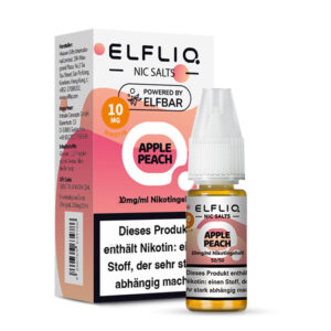 ELFLIQ Apple Peach Nikotinsalz Liquid 10 mg/ml – Verpackung mit Flasche