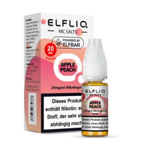 ELFLIQ Apple Peach Nikotinsalz Liquid 20 mg/ml – Verpackung mit Flasche