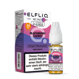 ELFLIQ Blackberry Cherry Nikotinsalz Liquid 10 mg/ml – Verpackung mit Flasche