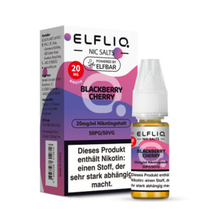 ELFLIQ Blackberry Cherry Nikotinsalz Liquid 20 mg/ml – Verpackung mit Flasche