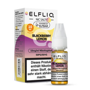 ELFLIQ Blackberry Lemon Nikotinsalz Liquid 10 mg/ml – Verpackung mit Flasche