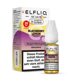 ELFLIQ Blackberry Lemon Nikotinsalz Liquid 20 mg/ml – Verpackung mit Flasche
