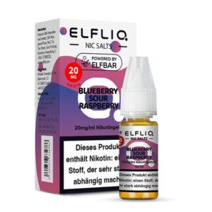 ELFLIQ Blueberry Sour Raspberry Nikotinsalz Liquid 20 mg/ml – Verpackung mit Flasche