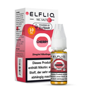 ELFLIQ Cherry Nikotinsalz Liquid 10 mg/ml – Verpackung mit Flasche
