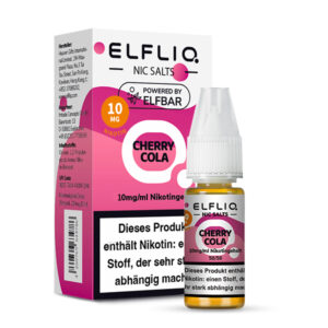 ELFLIQ Cherry Cola Nikotinsalz Liquid 10 mg/ml – Verpackung mit Flasche