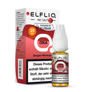 ELFLIQ Cola Nikotinsalz Liquid 10 mg/ml – Verpackung mit Flasche