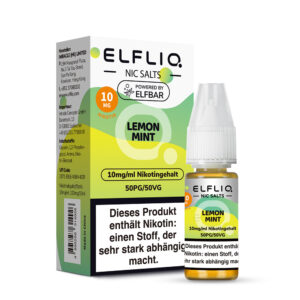 ELFLIQ Lemon Mint Nikotinsalz Liquid 10 mg/ml – Verpackung mit Flasche