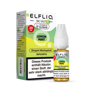 ELFLIQ Lemon Mint Nikotinsalz Liquid 20 mg/ml – Verpackung mit Flasche