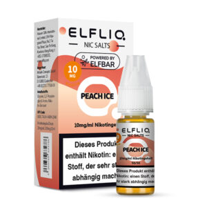 ELFLIQ Peach Ice Nikotinsalz Liquid 10 mg/ml – Verpackung mit Flasche
