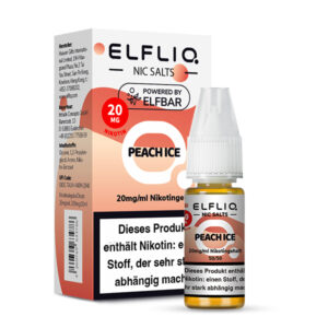 ELFLIQ Peach Ice Nikotinsalz Liquid 20 mg/ml – Verpackung mit Flasche