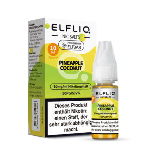 ELFLIQ Pineapple Coconut Nikotinsalz Liquid 10 mg/ml – Verpackung mit Flasche