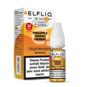 ELFLIQ Pineapple mango orange Nikotinsalz Liquid 20 mg/ml – Verpackung mit Flasche