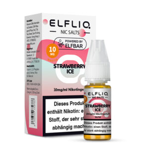 ELFLIQ Strawberry Ice Nikotinsalz Liquid 10 mg/ml – Verpackung mit Flasche