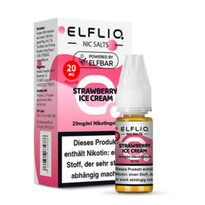ELFLIQ Strawberry Ice Cream Nikotinsalz Liquid 20 mg/ml – Verpackung mit Flasche
