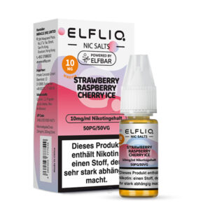 ELFLIQ Strawberry Rasberry Cherry Ice Nikotinsalz Liquid 10 mg/ml – Verpackung mit Flasche