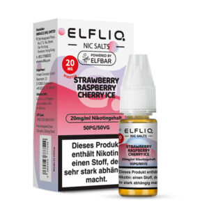 ELFLIQ Strawberry Rasberry Cherry Ice Nikotinsalz Liquid 20 mg/ml – Verpackung mit Flasche